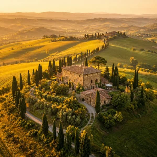 Tuscan villa golden hour