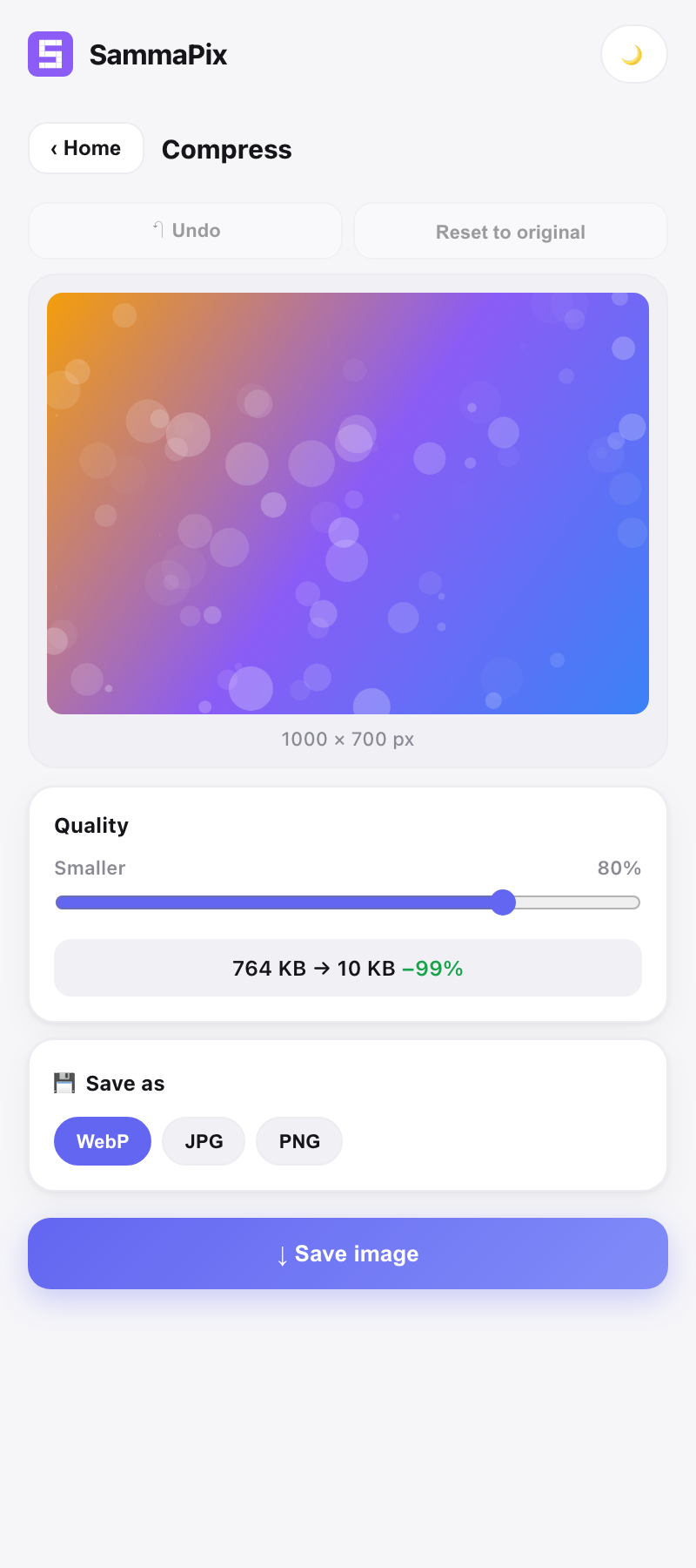 Compress with a live size preview